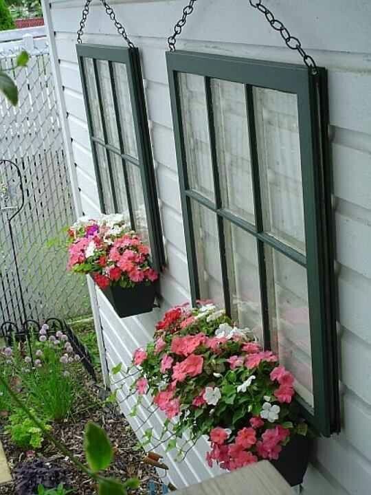 20-Fabulous-Ways-to-Repurpose-Old-Windows-Repurposed-window-frames-as-planter-boxes